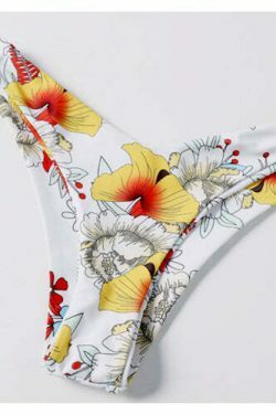 Vintage Flower Print Bikini Set - Y2K Fashion Retro Swimsuit for Women