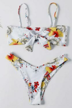 Vintage Flower Print Bikini Set - Y2K Fashion Retro Swimsuit for Women