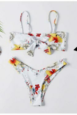 Vintage Flower Print Bikini Set - Y2K Fashion Retro Swimsuit for Women