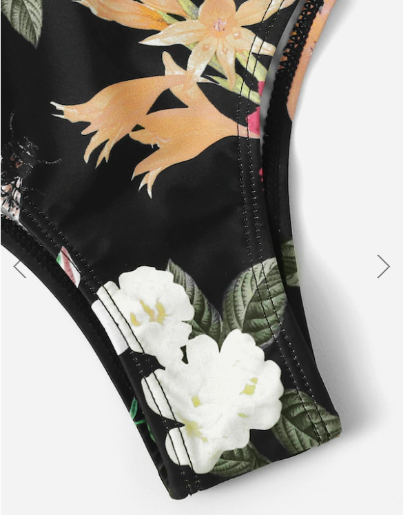 Vintage Flower Print Bikini Set with Tie Front Detail - Y2K Fashion Swimwear for Women