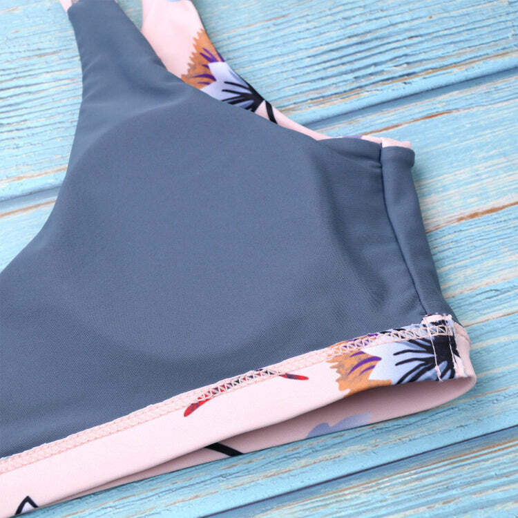 Vintage Flower Print High Waisted Bikini Set - Y2K Fashion Swimwear for Women