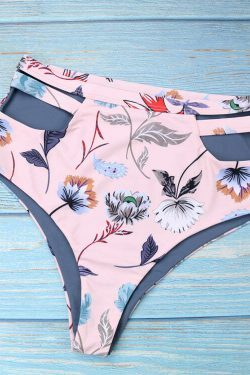 Vintage Flower Print High Waisted Bikini Set - Y2K Fashion Swimwear for Women