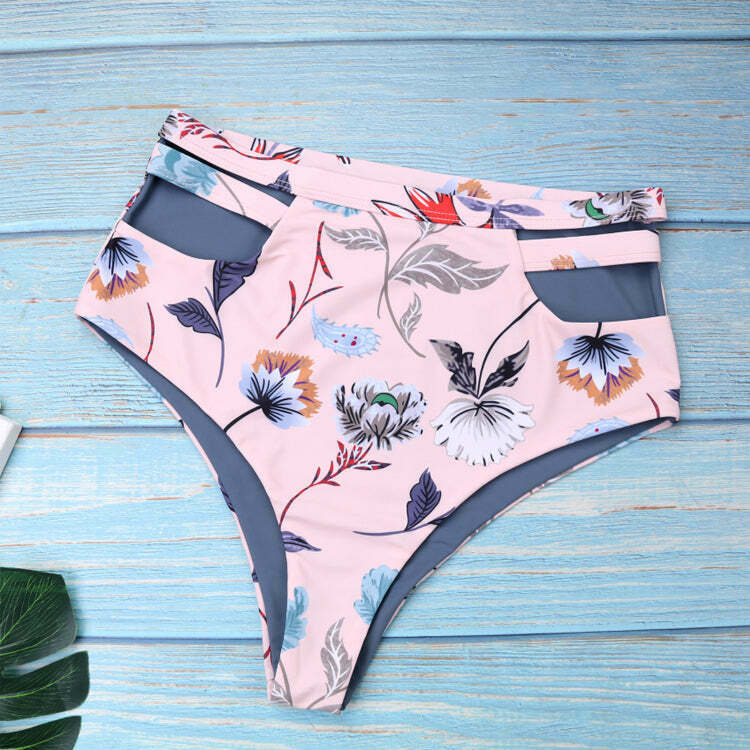 Vintage Flower Print High Waisted Bikini Set - Y2K Fashion Swimwear for Women