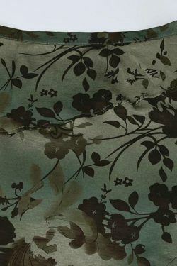 Vintage Flower Print Irregular Splice Midi Skirt in Y2K Aesthetic Style