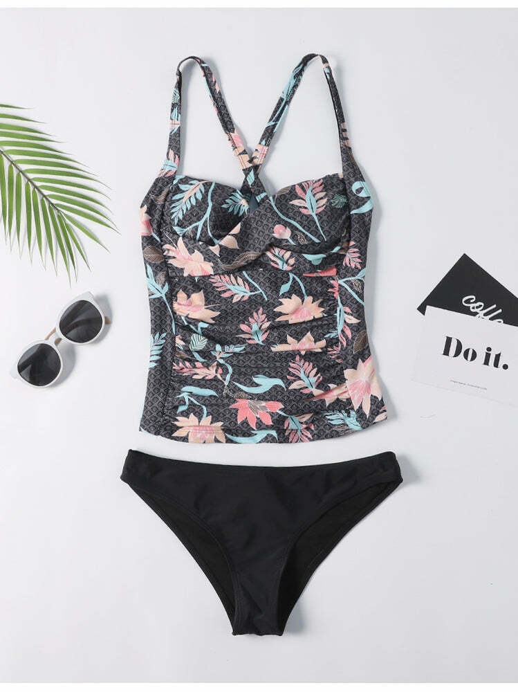 Vintage Flower Underwire Bikini Set - Y2K Fashion Swimwear for Women with Coquette Aesthetic