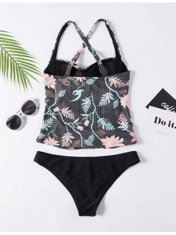 Vintage Flower Underwire Bikini Set - Y2K Fashion Swimwear for Women with Coquette Aesthetic