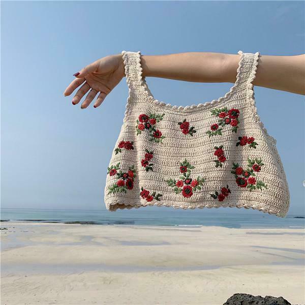 Vintage Flowers Embroidery Knitted Crop Top - Y2K Aesthetic Fashion Statement