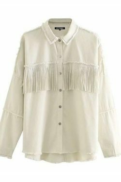 Vintage Fringe Beaded Oversized Jacket - Y2K Fashion Statement Piece for Women