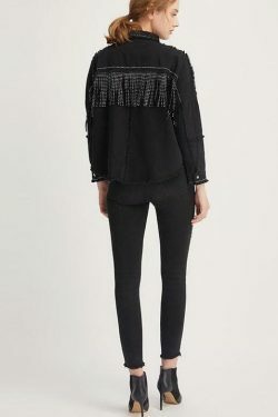 Vintage Fringe Beaded Oversized Jacket - Y2K Fashion Statement Piece for Women