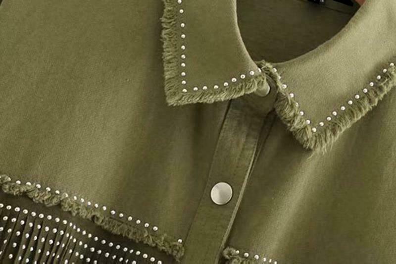 Vintage Fringe Beaded Oversized Jacket - Y2K Fashion Statement Piece for Women