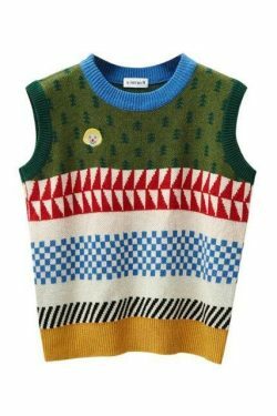 Vintage Girl Embroidered Knitted Vests - Y2K Aesthetic Fashion for Women
