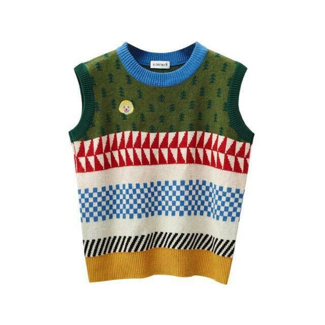 Vintage Girl Embroidered Knitted Vests - Y2K Aesthetic Fashion for Women