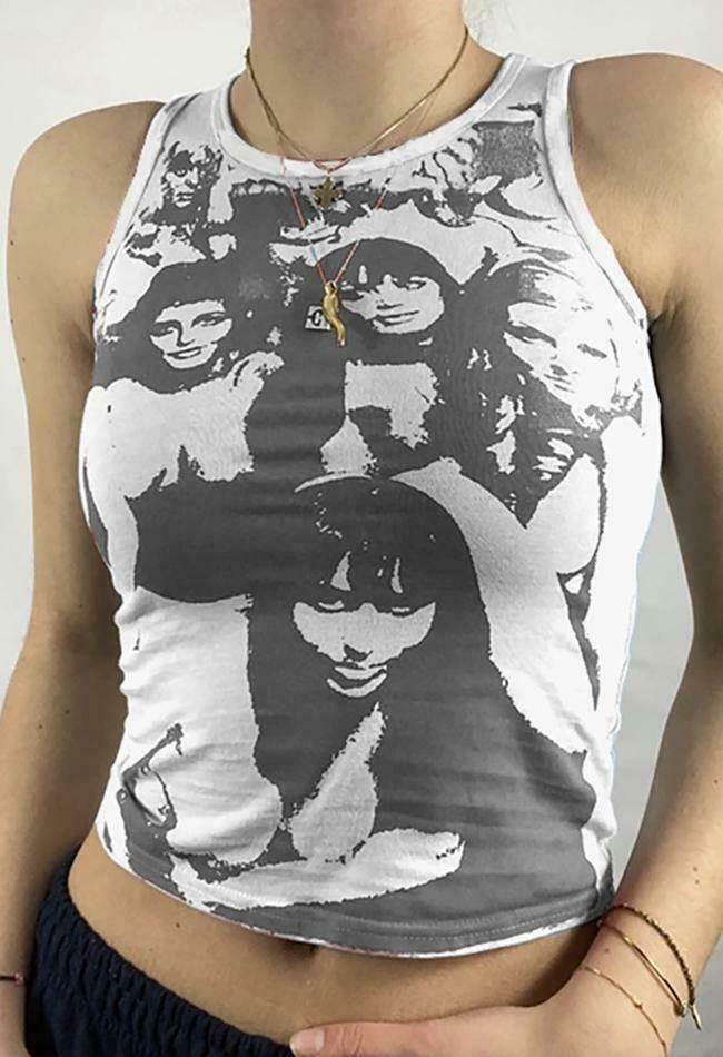 Vintage Girl Graphic Crop Tank - Y2K Aesthetic Coquette Style with Grunge & Pastel Goth Vibes Vintage Girl Graphic Crop Tank - Y2K Aesthetic Coquette Style with Grunge & Pastel Goth Vibes