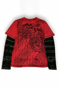 Vintage Graphic Print Oversized Long Sleeve Tee - Y2K Fashion Aesthetic Women's Clothing