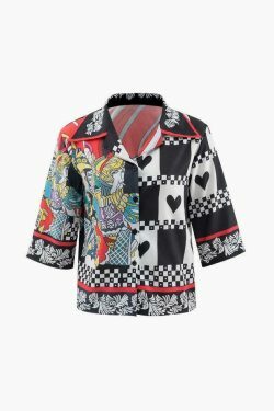 Vintage Graphic Print Shirt - Y2K Aesthetic Top for Women - Coquette Style Fashion