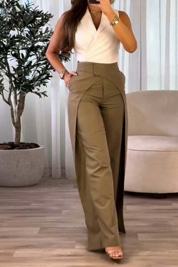 Vintage Green Slim Suit Pants - Y2K Fashion Aesthetic for Women - Coquette Style Grunge Outfits