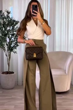 Vintage Green Slim Suit Pants - Y2K Fashion Aesthetic for Women - Coquette Style Grunge Outfits