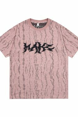 Vintage Grunge Aesthetic Tee with Unique Texture - Y2K Fashion Statement Piece