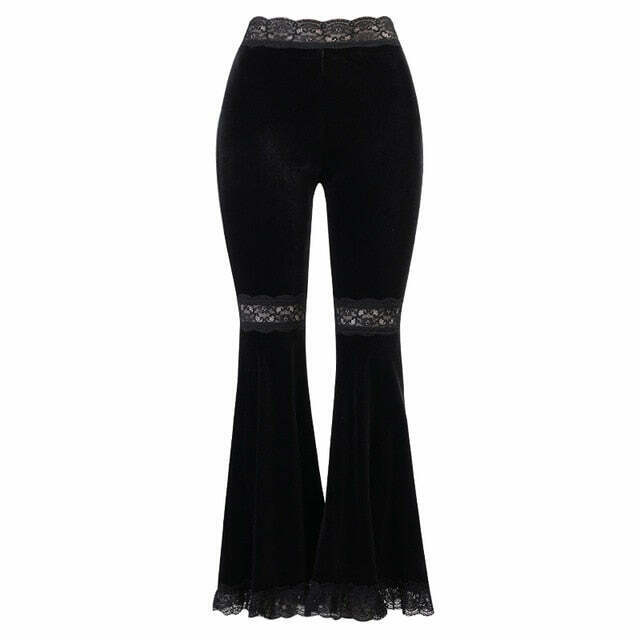 Vintage Grunge High Waist Flare Pants - Y2K Fashion Outfit