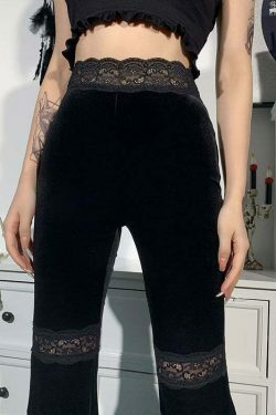 Vintage Grunge High Waist Flare Pants - Y2K Fashion Outfit