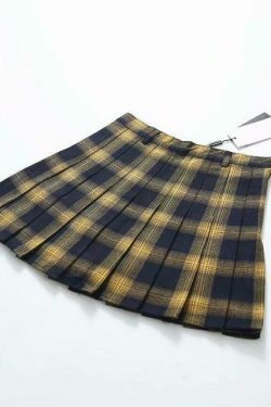Vintage Grunge Style High Waist Mini School Skirt for Women - Y2K Fashion Aesthetic