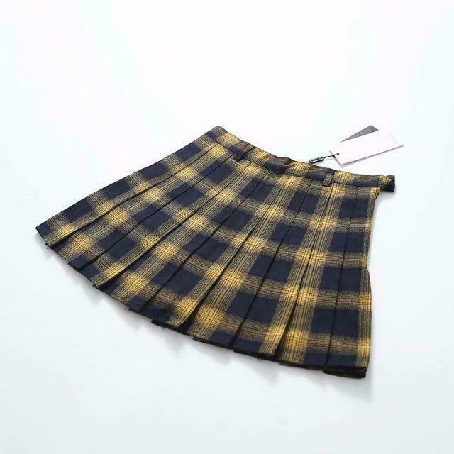 Vintage Grunge Style High Waist Mini School Skirt for Women - Y2K Fashion Aesthetic