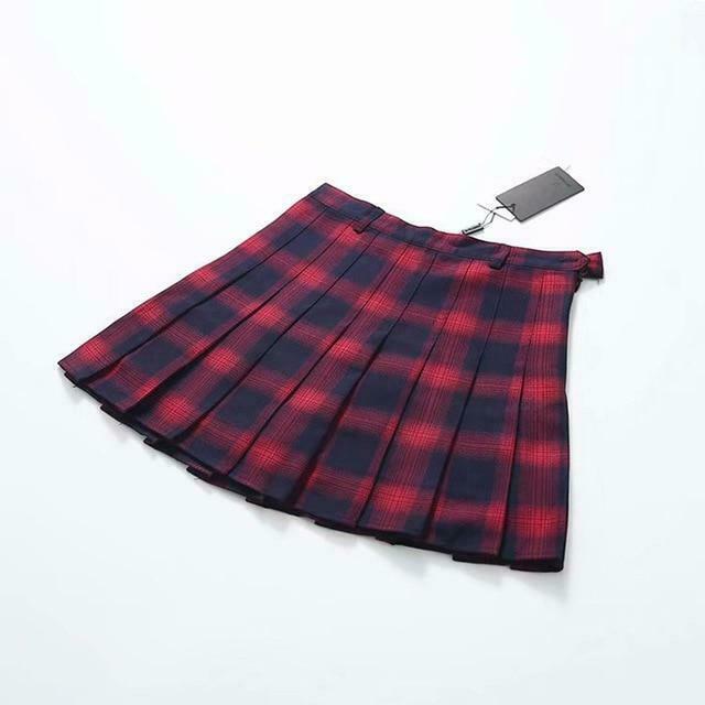 Vintage Grunge Style High Waist Mini School Skirt for Women - Y2K Fashion Aesthetic