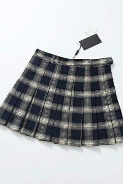 Vintage Grunge Style High Waist Mini School Skirt for Women - Y2K Fashion Aesthetic