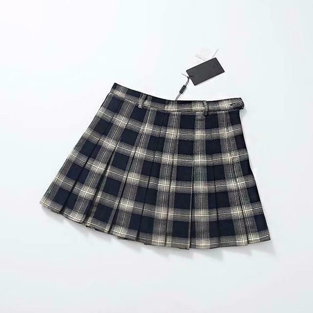 Vintage Grunge Style High Waist Mini School Skirt for Women - Y2K Fashion Aesthetic