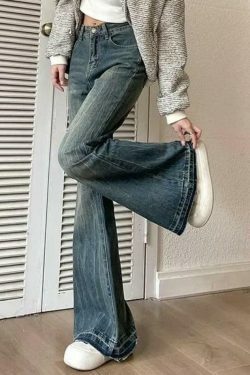 Vintage High Rise Flare Jeans - Y2K Fashion Staple for Retro Aesthetic Looks