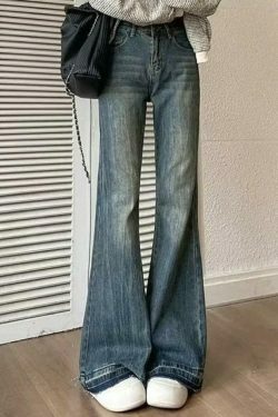 Vintage High Rise Flare Jeans - Y2K Fashion Staple for Retro Aesthetic Looks