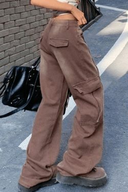 Vintage High Rise Loose Tie Jeans - Y2K Fashion Denim with a Coquette Aesthetic