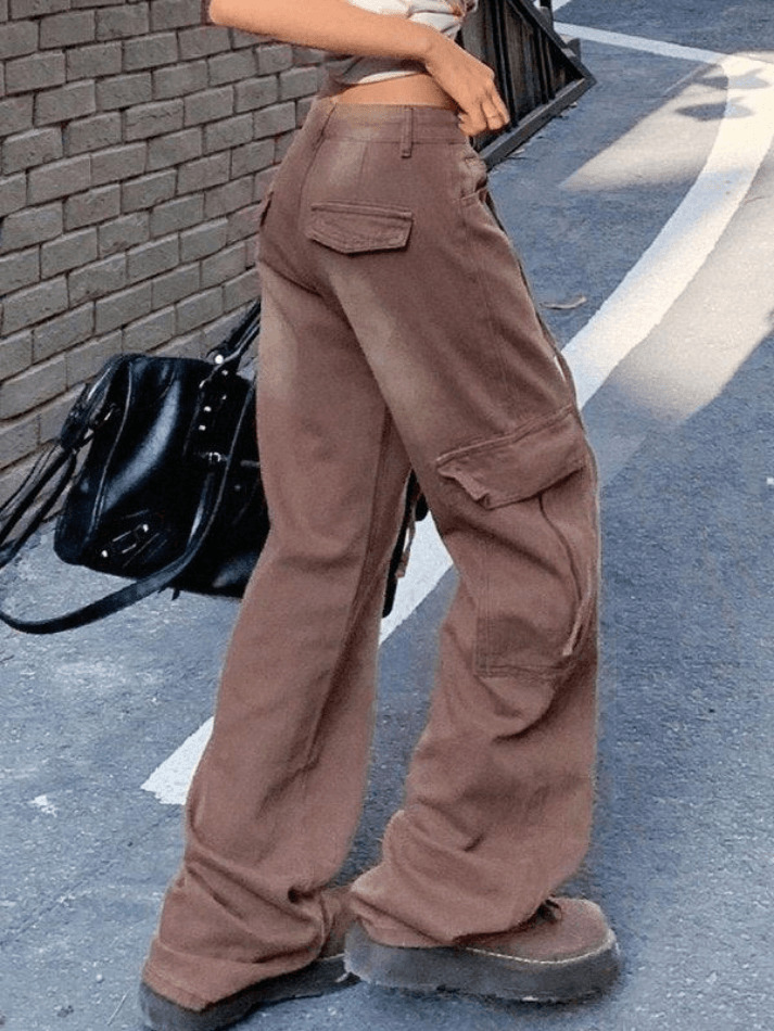 Vintage High Rise Loose Tie Jeans - Y2K Fashion Denim with a Coquette Aesthetic Vintage High Rise Loose Tie Jeans - Y2K Fashion Denim with a Coquette Aesthetic