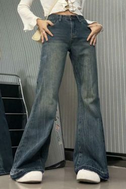Vintage High Rise Raw Trim Flare Jeans - Y2K Fashion Staple for Women's Niche Aesthetic