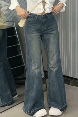 Vintage High Rise Raw Trim Flare Jeans - Y2K Fashion Staple for Women's Niche Aesthetic