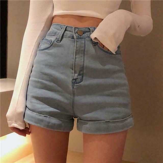 Vintage High Waist Denim Shorts - Retro Y2K Fashion for Women - Coquette Aesthetic Grunge Style