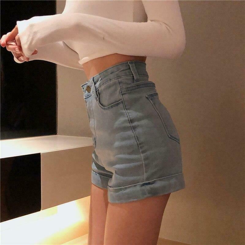 Vintage High Waist Denim Shorts - Retro Y2K Fashion for Women - Coquette Aesthetic Grunge Style