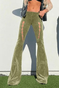 Vintage Hollow Flare Leg Pants - Y2K Fashion Statement with Coquette Aesthetic & Grunge Style