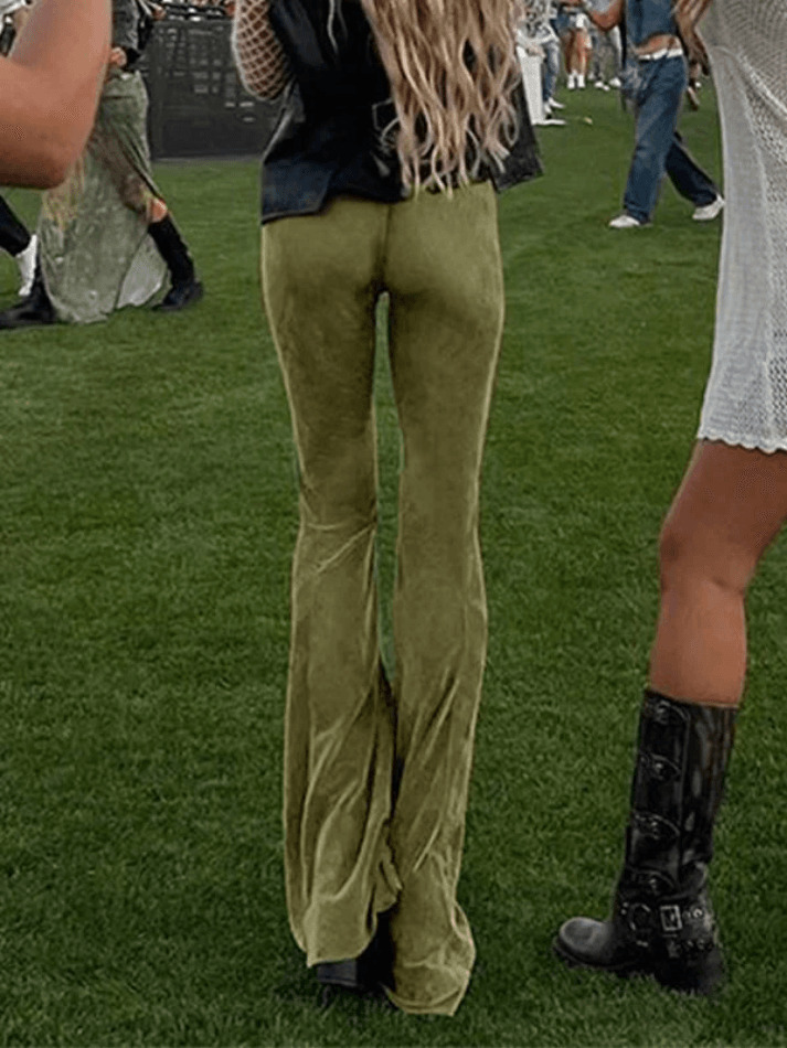 Vintage Hollow Flare Leg Pants - Y2K Fashion Statement with Coquette Aesthetic & Grunge Style Vintage Hollow Flare Leg Pants - Y2K Fashion Statement with Coquette Aesthetic & Grunge Style