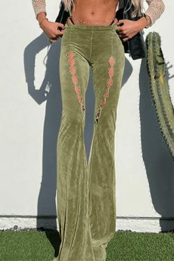 Vintage Hollow Flare Leg Pants - Y2K Fashion Statement with Coquette Aesthetic & Grunge Style