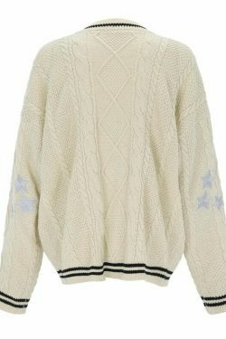 Vintage Hollywood Starlet Star-Embroidered Cardigan - Y2K Fashion Aesthetic for Women