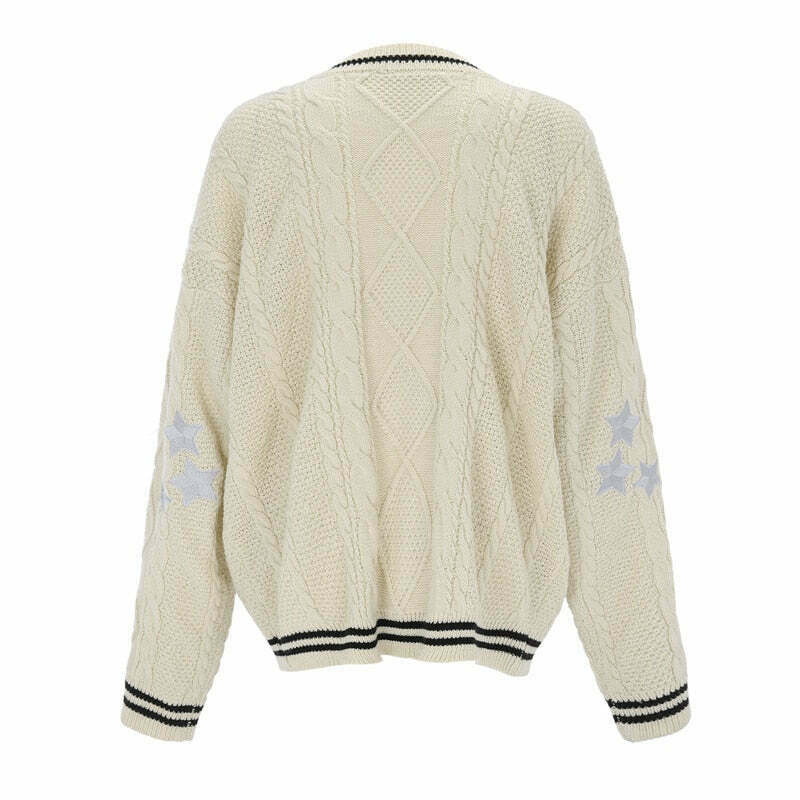Vintage Hollywood Starlet Star-Embroidered Cardigan - Y2K Fashion Aesthetic for Women Vintage Hollywood Starlet Star-Embroidered Cardigan - Y2K Fashion Aesthetic for Women