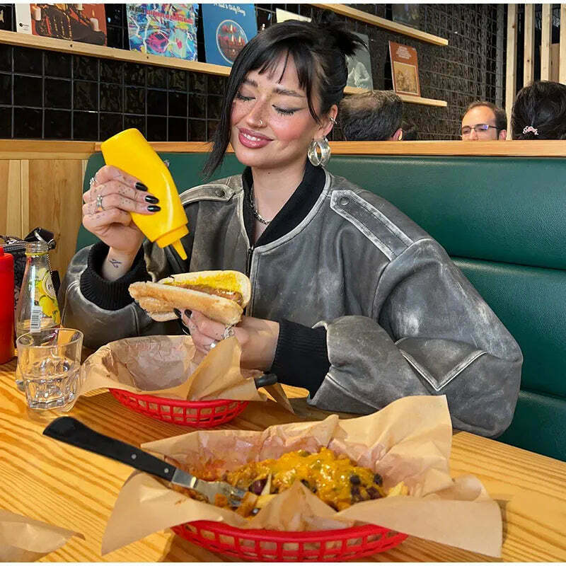 Vintage Isabella Leather Jacket - Y2K Aesthetic Fashion for Women - Coquette Style Grunge Outfits