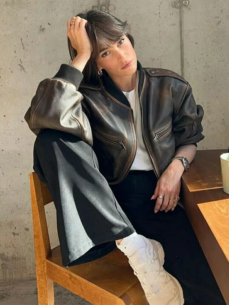 Vintage Isabella Leather Jacket - Y2K Aesthetic Fashion for Women - Coquette Style Grunge Outfits