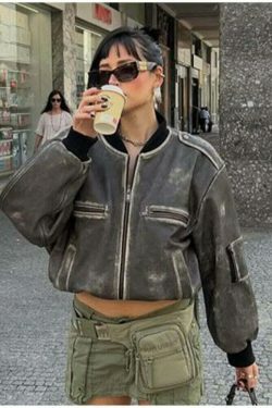 Vintage Isabella Leather Jacket - Y2K Aesthetic Fashion for Women - Coquette Style Grunge Outfits