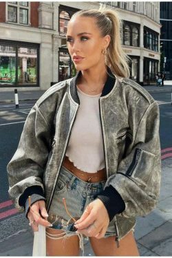 Vintage Isabella Leather Jacket - Y2K Aesthetic Fashion for Women - Coquette Style Grunge Outfits