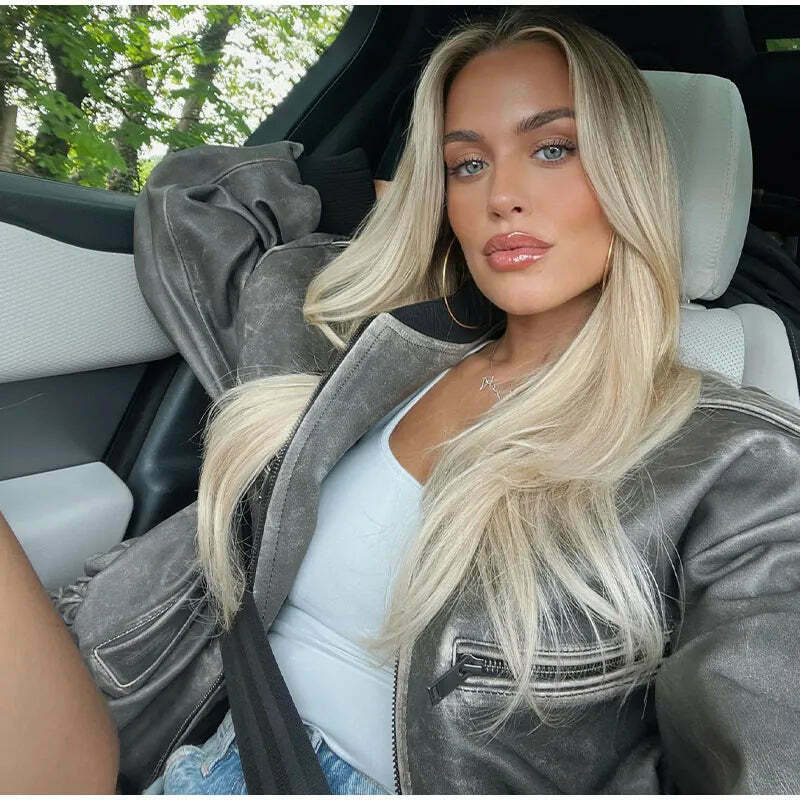 Vintage Isabella Leather Jacket - Y2K Aesthetic Fashion for Women - Coquette Style Grunge Outfits