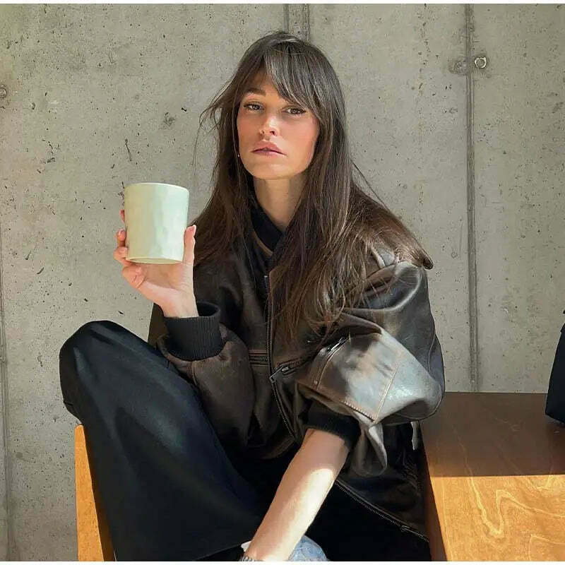 Vintage Isabella Leather Jacket - Y2K Aesthetic Fashion for Women - Coquette Style Grunge Outfits