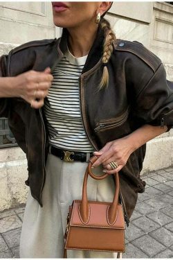 Vintage Isabella Leather Jacket - Y2K Aesthetic Fashion for Women - Coquette Style Grunge Outfits
