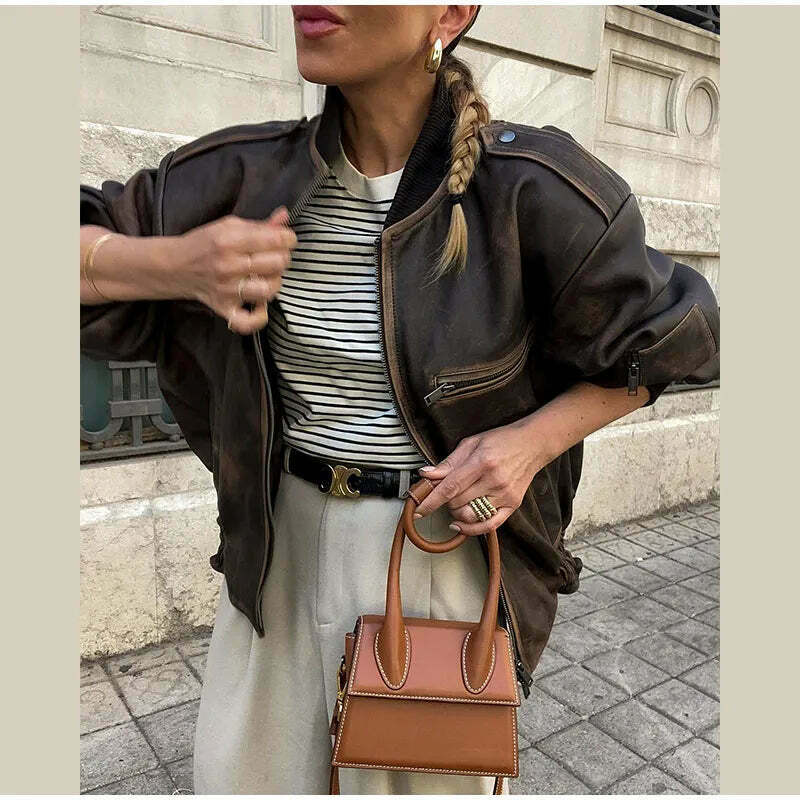 Vintage Isabella Leather Jacket - Y2K Aesthetic Fashion for Women - Coquette Style Grunge Outfits